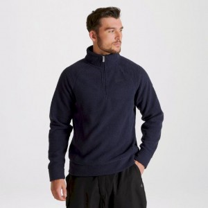 Férfi Craghoppers Cason Half Zip Polár Pulóverek Sötétkék | MREOWF937