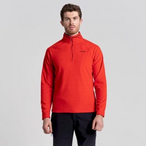 Férfi Craghoppers Corey Half Zip Polár Pulóverek Piros | KUVNEW349