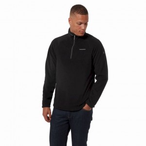 Férfi Craghoppers Corey Half Zip Polár Pulóverek Fekete | VUZPXL150