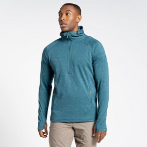 Férfi Craghoppers Dynamic Csuklyás Half Zip Póló Türkiz | ZUQHWE398