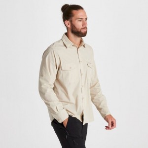 Férfi Craghoppers Kiwi Long Sleeve Ingek Bézs | JCQPIM719