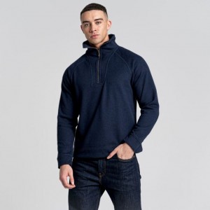 Férfi Craghoppers Logan Half Zip Polár Pulóverek Sötétkék | QAZNMG723