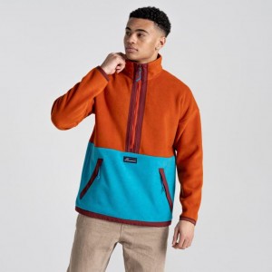 Férfi Craghoppers Spindle Half Zip Polár Pulóverek Narancssárga Türkiz | QPDVSX709