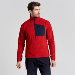 Férfi Craghoppers Tarbert Half Zip Polár Pulóverek Piros | KLRTBA061