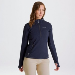 Női Craghoppers Dynamic Csuklyás Half Zip Póló Sötétkék | IJPWLN956