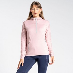 Női Craghoppers Dynamic Csuklyás Half Zip Póló Rózsaszín | YWHLRU084