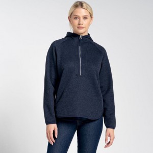 Női Craghoppers Elena Half Zip Kapucnis Pulóver Sötétkék | BMNFZV109