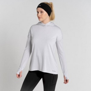 Női Craghoppers Serrow Csuklyás Long Sleeve Póló Fehér | BIEZJL689