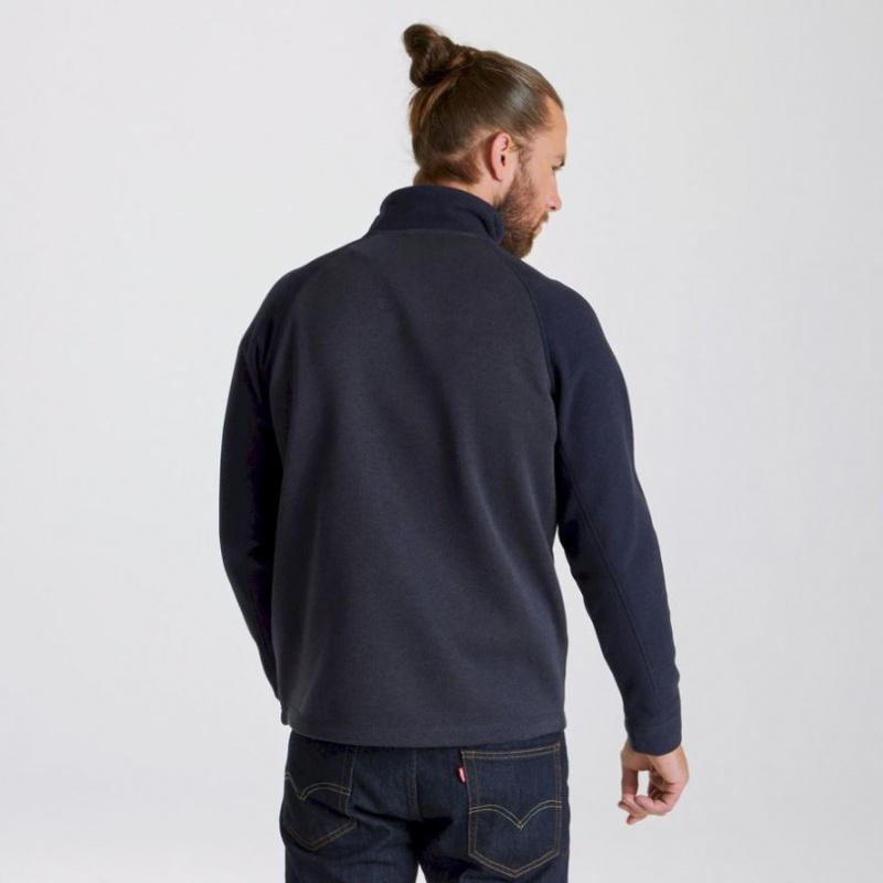 Férfi Craghoppers Barker Half Zip Polár Pulóverek Sötétkék | GEJLTK708