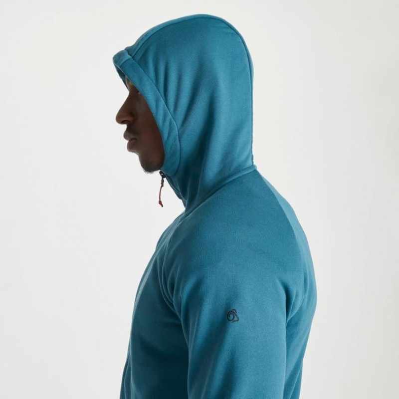 Férfi Craghoppers Dynamic Csuklyás Half Zip Téli Polár Pulóverek Kék | IYTWVK485