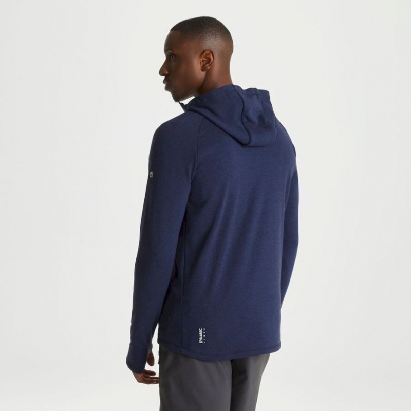 Férfi Craghoppers Dynamic Csuklyás Half Zip Póló Sötétkék | REWICS412