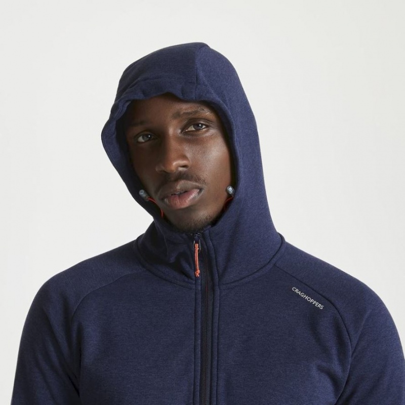 Férfi Craghoppers Dynamic Csuklyás Half Zip Póló Sötétkék | REWICS412