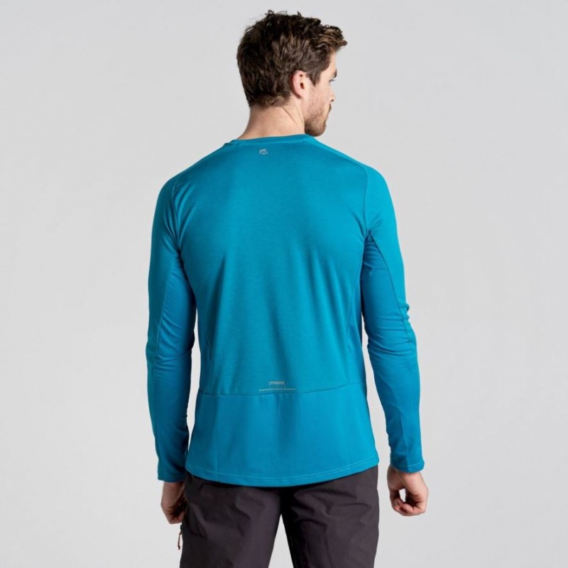 Férfi Craghoppers Dynamic Pro Long Sleeve Póló Kék | QLYVFJ035