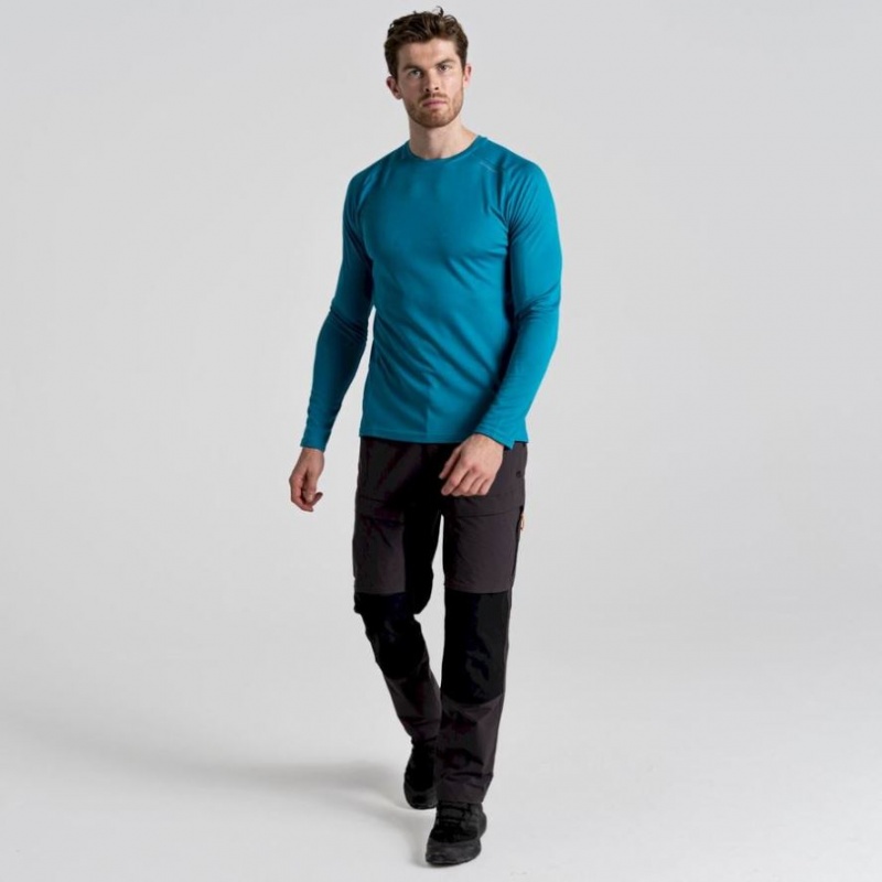 Férfi Craghoppers Dynamic Pro Long Sleeve Póló Kék | QLYVFJ035