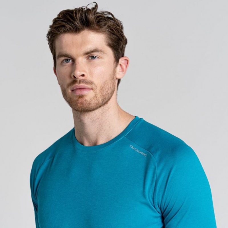 Férfi Craghoppers Dynamic Pro Long Sleeve Póló Kék | QLYVFJ035