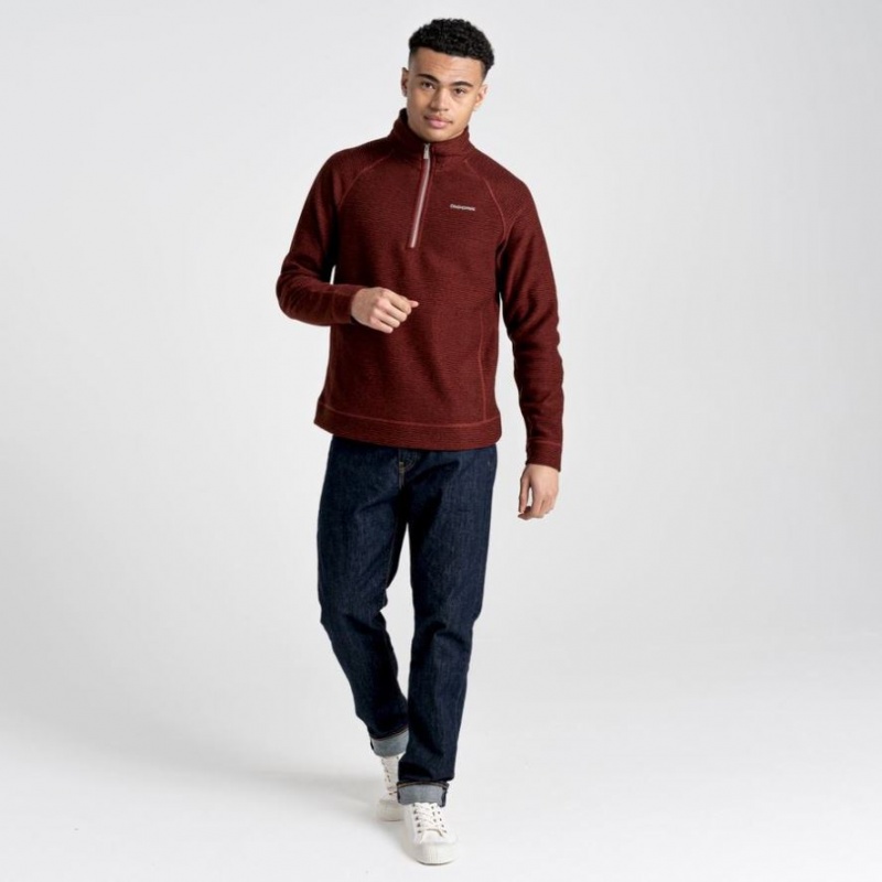 Férfi Craghoppers Elton Half Zip Polár Pulóverek Bordó | QKCNIF659