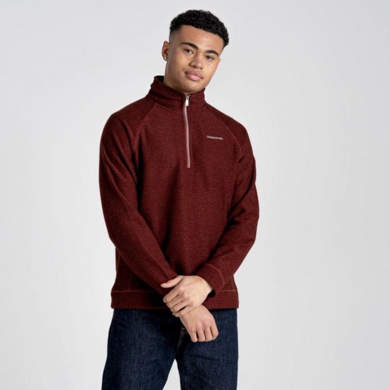 Férfi Craghoppers Elton Half Zip Polár Pulóverek Bordó | QKCNIF659