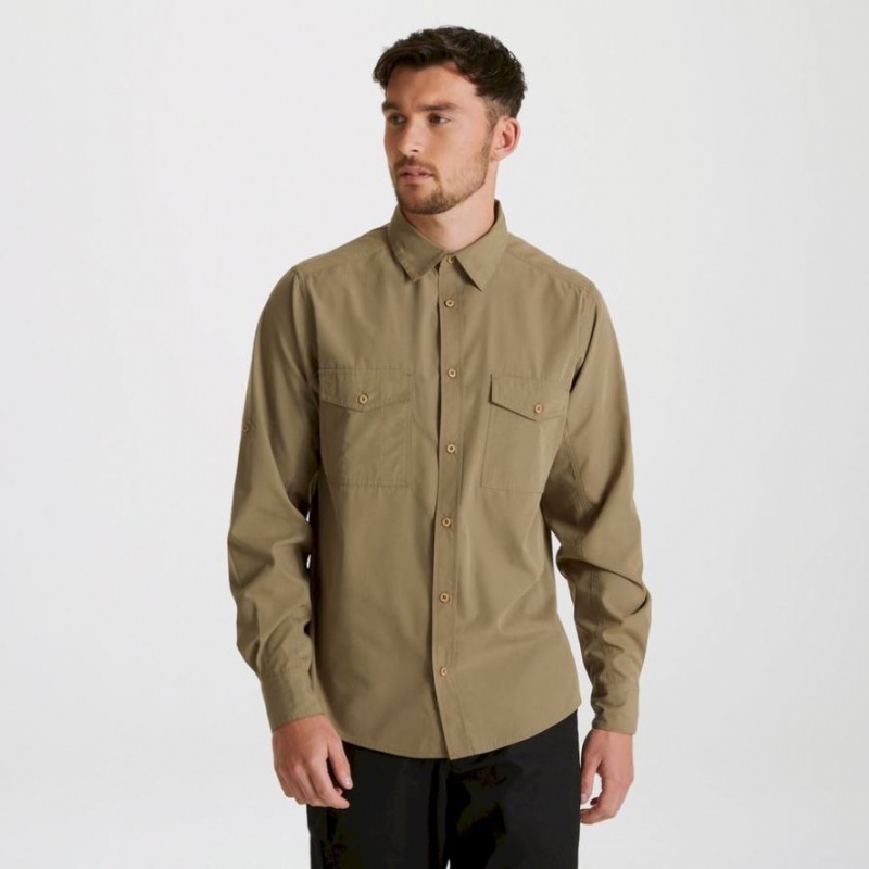 Férfi Craghoppers Expert Kiwi Long Sleeve Ingek Khaki | RCPUHG819