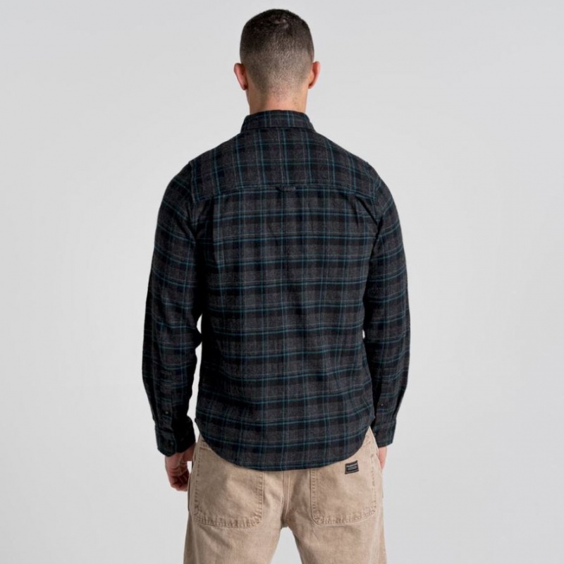 Férfi Craghoppers Kiwi IV Long Sleeve Check Ingek Fekete | MSLJPB807