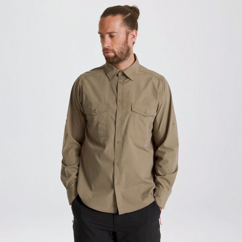 Férfi Craghoppers Kiwi Long Sleeve Ingek Khaki | QLXHNM793