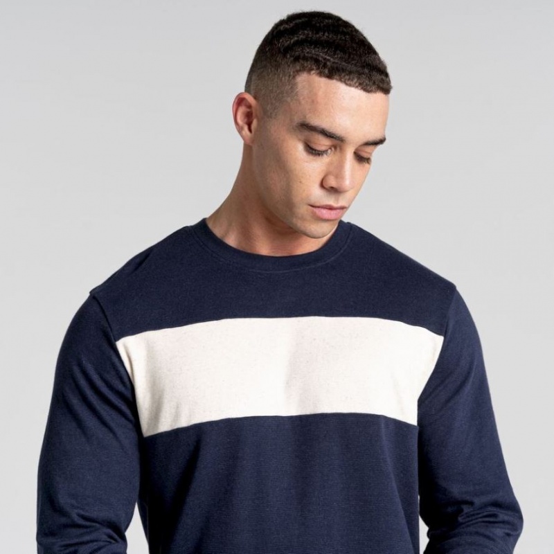 Férfi Craghoppers Latherton Long Sleeve Póló Sötétkék | RMDKTO682