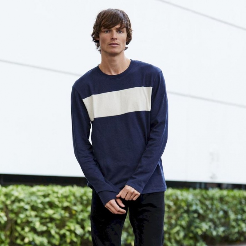 Férfi Craghoppers Latherton Long Sleeve Póló Sötétkék | RMDKTO682