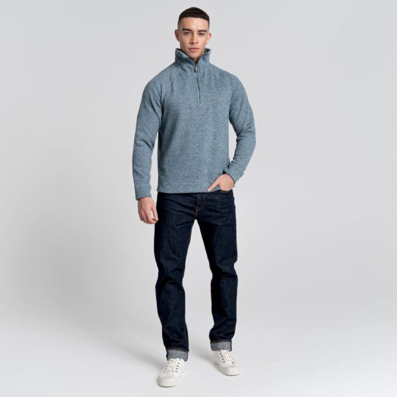 Férfi Craghoppers Logan Half Zip Polár Pulóverek Kék | HAJDSZ957