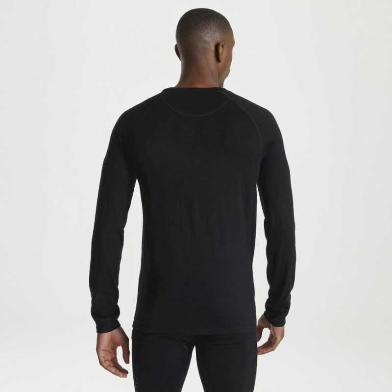 Férfi Craghoppers Merino Crew Neck Long Sleeve Baselayer II Póló Fekete | QKALWT726