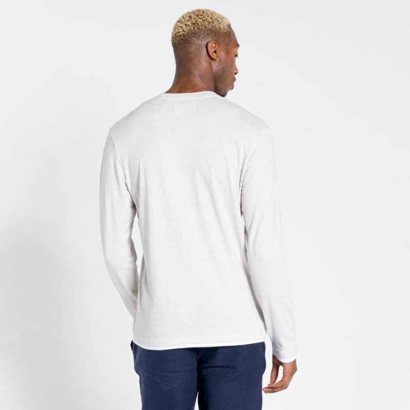 Férfi Craghoppers Nosibotanical Coulter Long Sleeve Póló Fehér | VAKRLF619