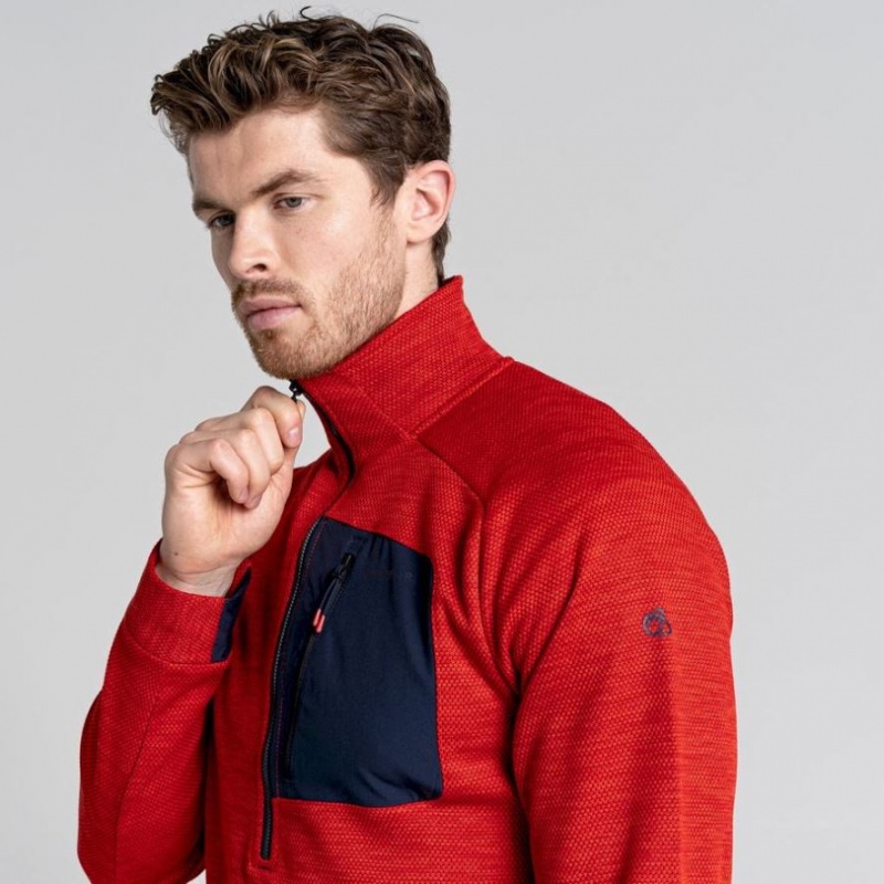 Férfi Craghoppers Tarbert Half Zip Polár Pulóverek Piros | KLRTBA061