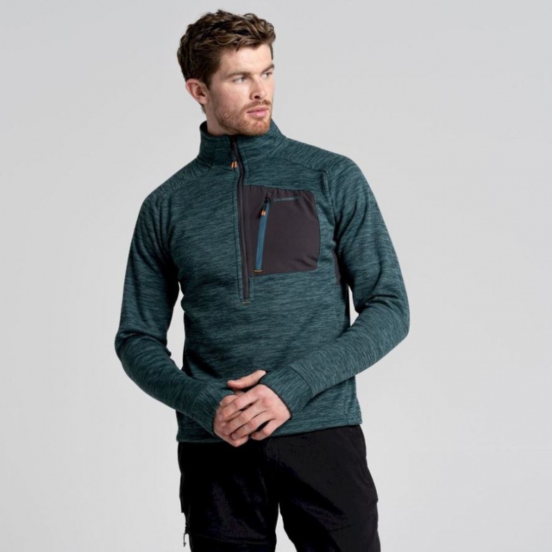 Férfi Craghoppers Tarbert Half Zip Polár Pulóverek Zöld | RUVWIZ054