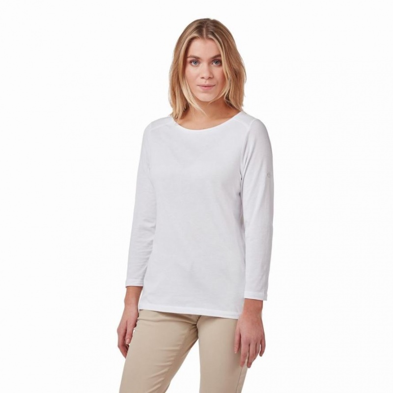 Női Craghoppers Blanca 3/4 Sleeved Póló Fehér | WTFGBS456