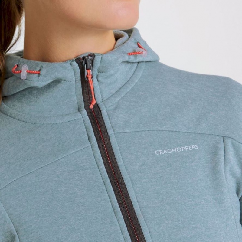 Női Craghoppers Dynamic Csuklyás Half Zip Póló Türkiz | NBCGAR163