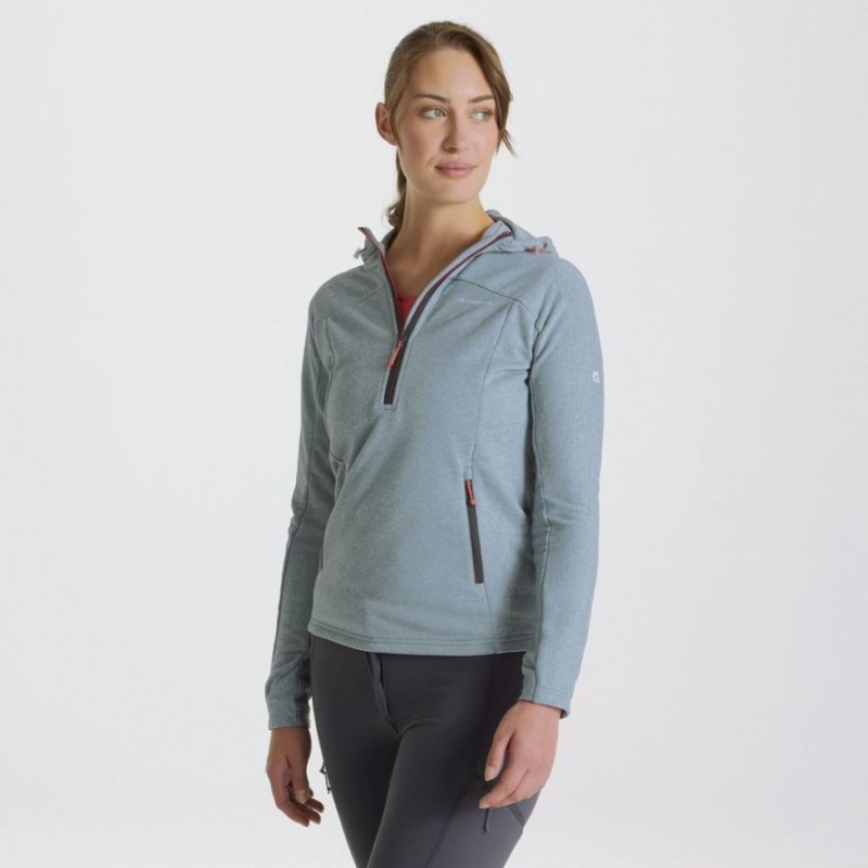 Női Craghoppers Dynamic Csuklyás Half Zip Póló Türkiz | NBCGAR163