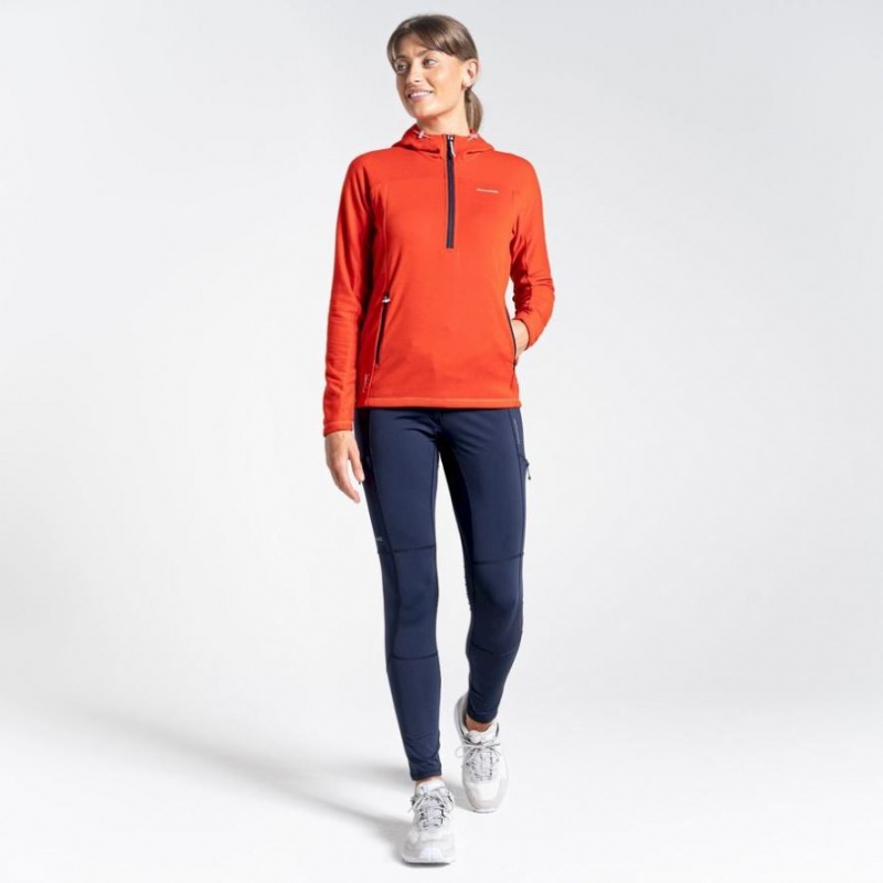 Női Craghoppers Dynamic Csuklyás Half Zip Póló Narancssárga | VAMYCL638