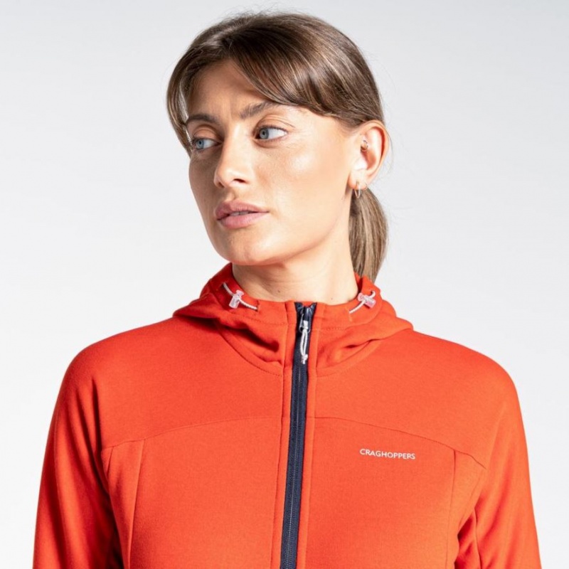 Női Craghoppers Dynamic Csuklyás Half Zip Póló Narancssárga | VAMYCL638