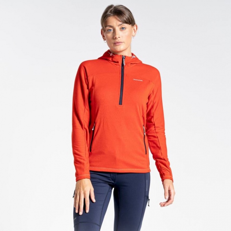 Női Craghoppers Dynamic Csuklyás Half Zip Póló Narancssárga | VAMYCL638