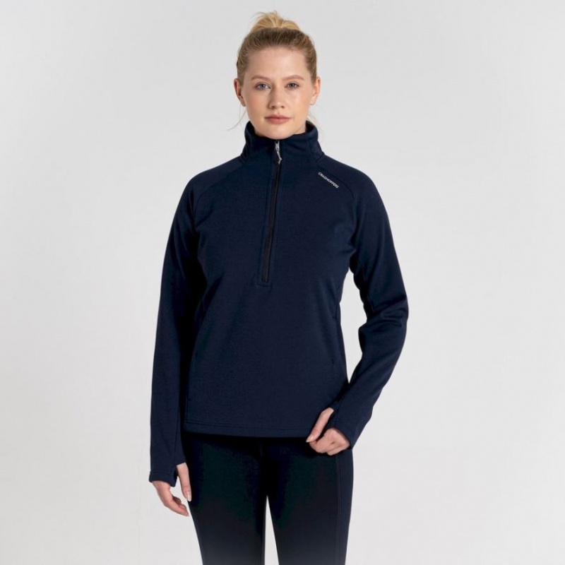 Női Craghoppers Dynamic Pro Half Zip Polár Pulóverek Sötétkék | HWYPCA163