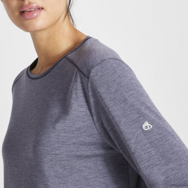 Női Craghoppers First Layer Long Sleeve Póló Sötétkék | KMBRZO052